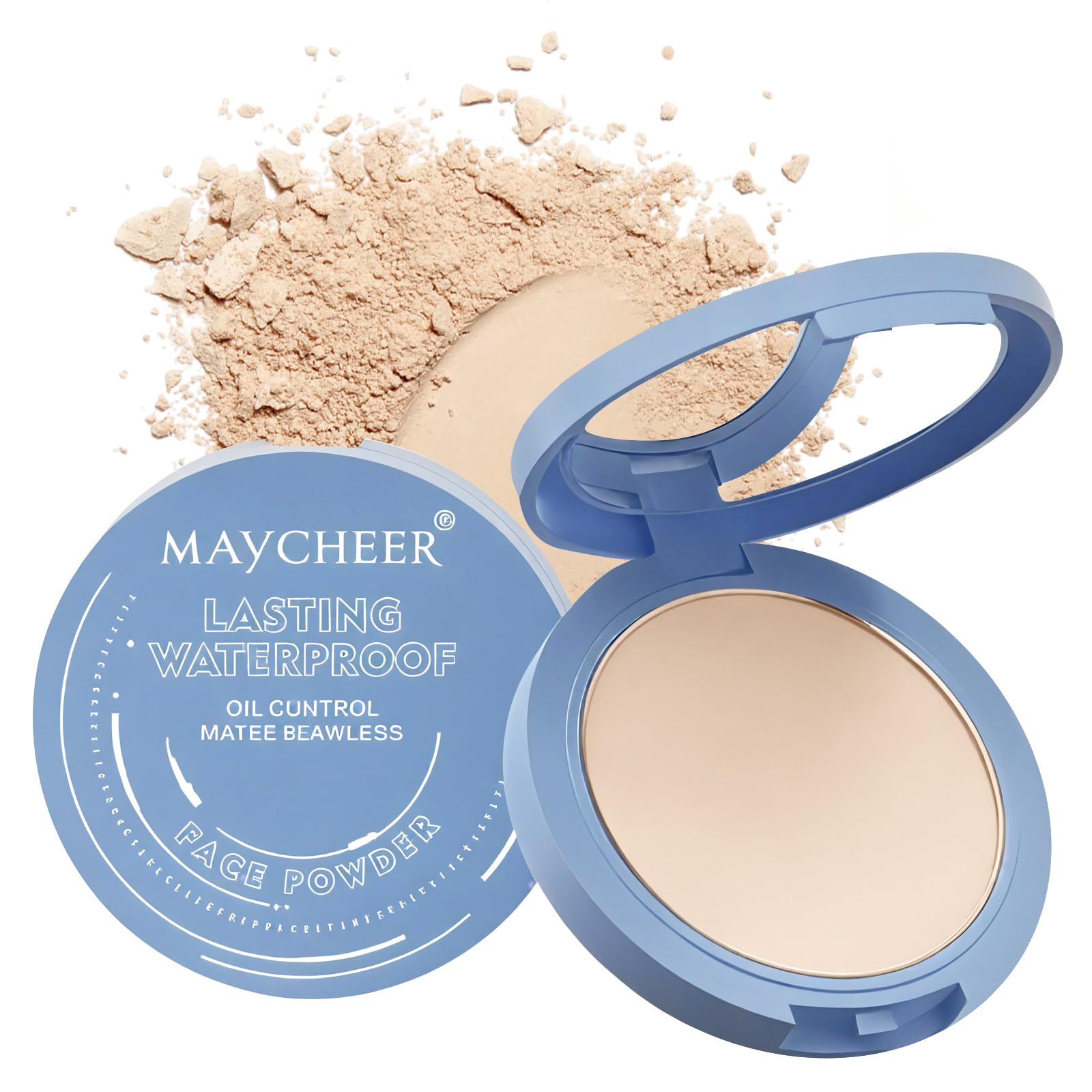 Photo 1 of Maycheer Face Powder -Lasting Waterproof Face Powder-Maycheer Setting Powder Oil Absorbing Compact for Face, Lasting Waterproof Pressed Powder Compact (01# CALASSICIVORY)
