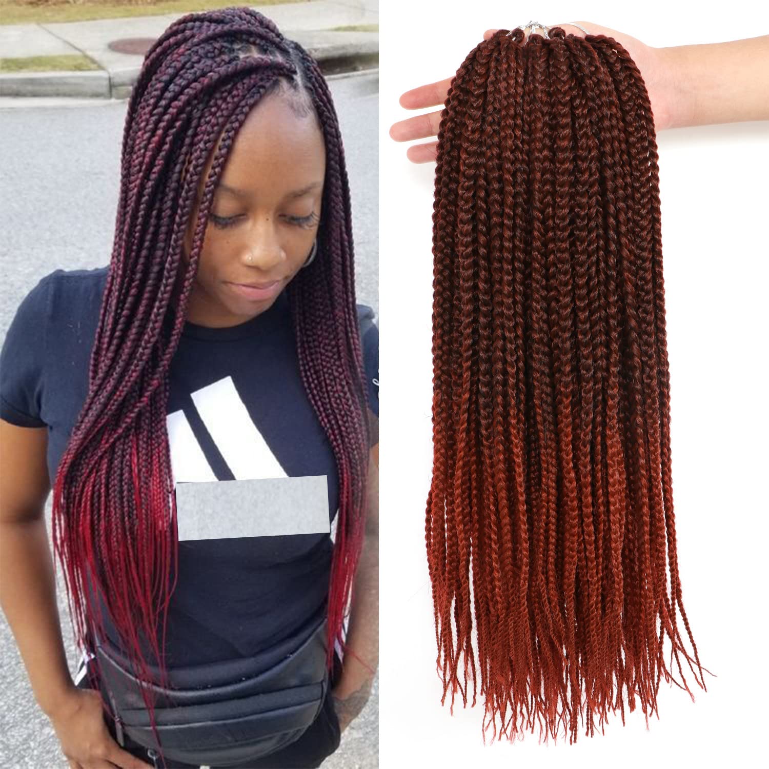 7Packs/Lot Box Braids Crochet Hair Extensions Pre looped Crochet Braids Box Braid Hair for Black Women (18Inch(Pack of 7), #T-350)