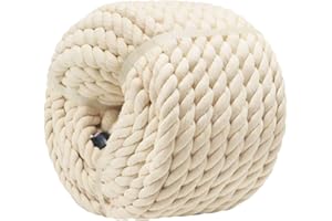 VEIZEDD Strong Cotton Rope 3/4 inch x 25 feet Twisted Natural Cotton Cord for DIY Rope Baskets, Decorative Projects, White Craft Rope