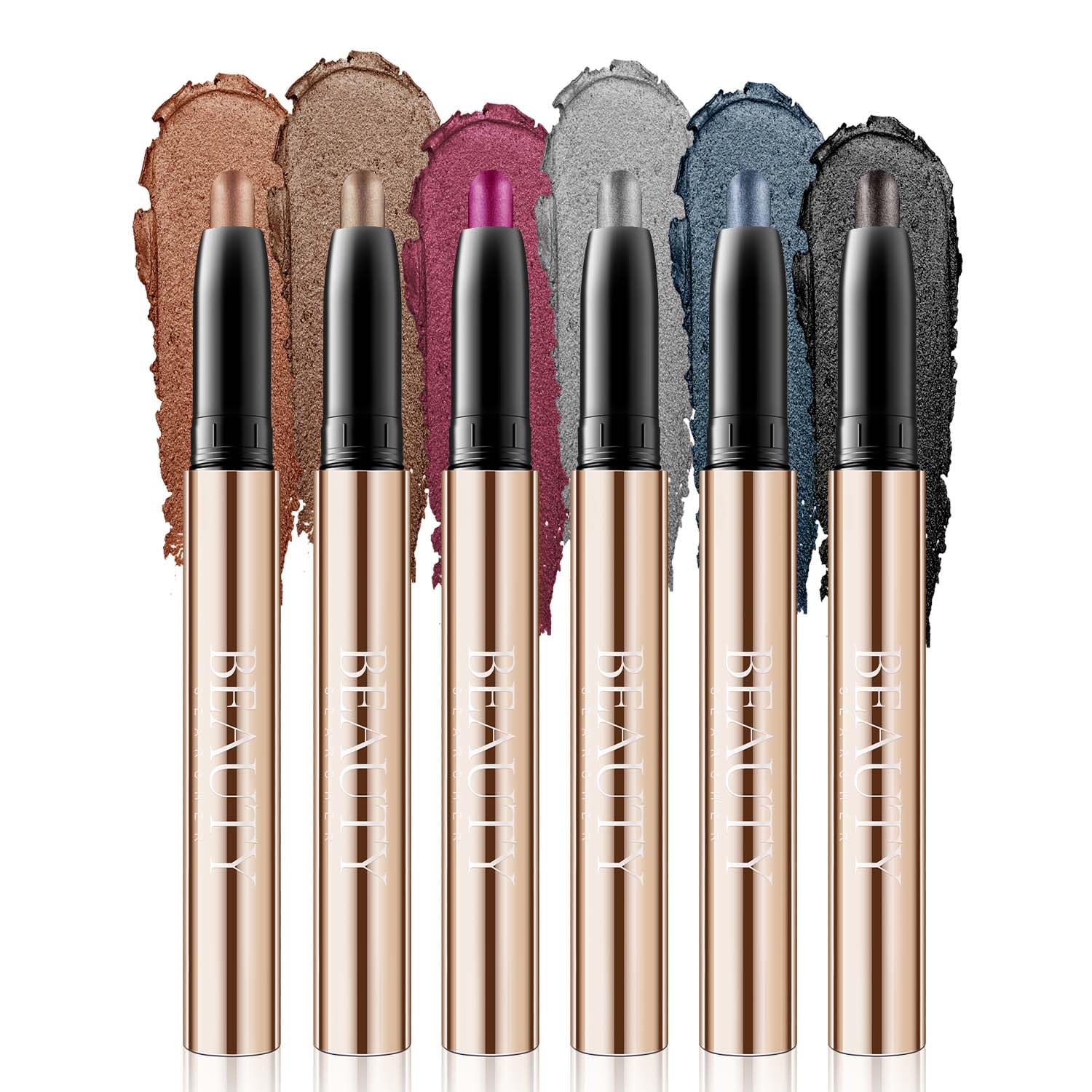 XINYUNXIN 6PCS Eyeshadow Stick, Multi-Coloured Eyeshadow Pencil Set, Waterproof Creamy Long-Lasting Eye Makeup, Natural & Shimmer Shades Contour Stick, Women's Make-up (#B)