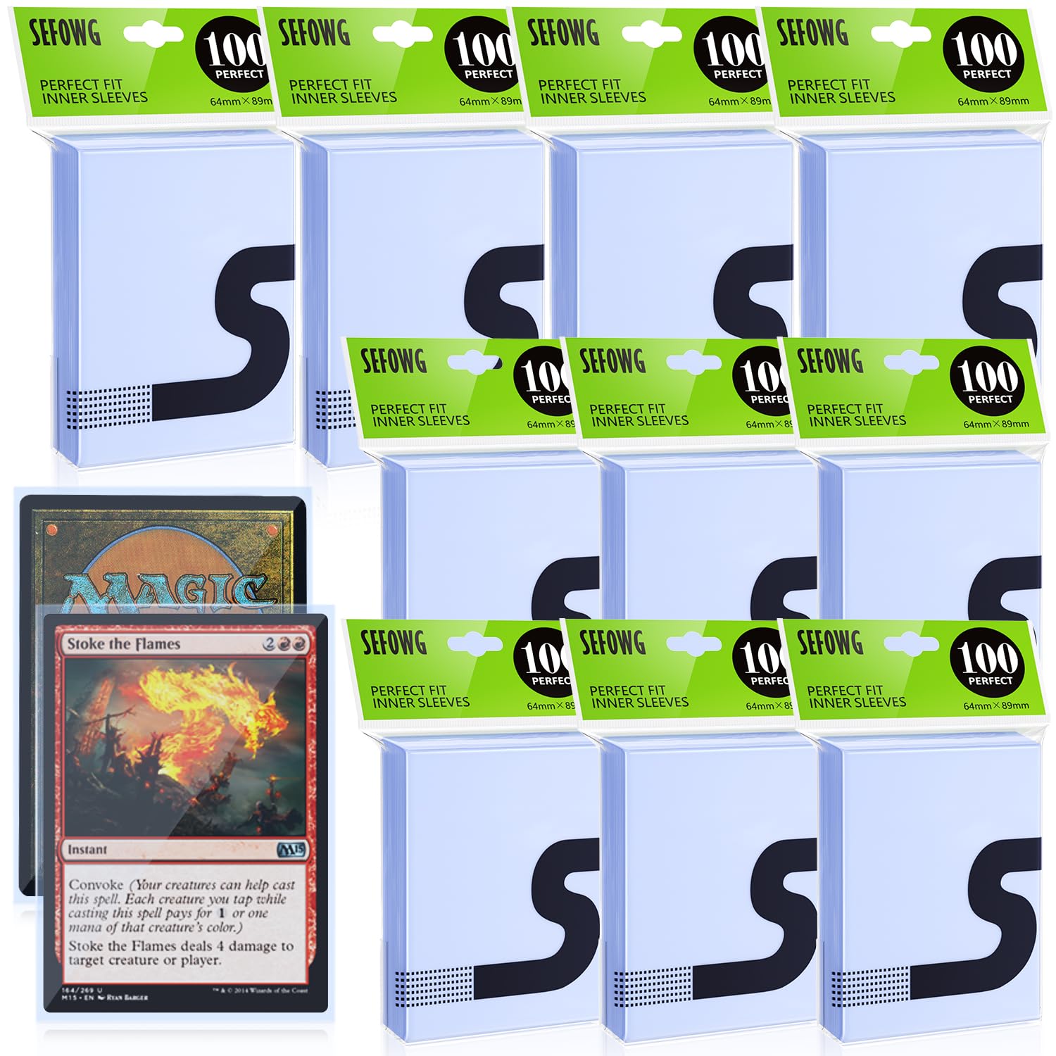 Photo 1 of 1000 PCS Perfect Fit Inner Card Sleeves, Clear Card Sleeves, Exact for Double-sleeving and Compatible with MTG TCG Magic The Gathering Games Trading Cards