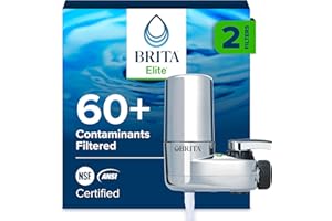 Brita Faucet Mount Water Filter for Sink, Removes 99% of Lead, Elite Filtration System, Includes 2 Replacement Filters, Chrom