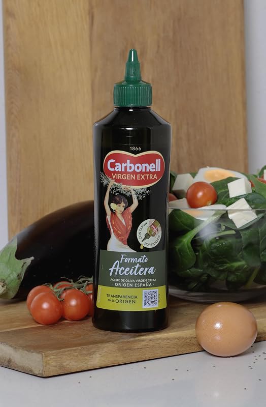- Aceite de Oliva Virgen Extra, Uso Versátil, Sabor Equilibrado, Notas Frutales y Herbáceas, para Uso Frío como Aliñar y Marinar, con Tapón Dosificador y Código QR, Formato Aceitera - 460 ml