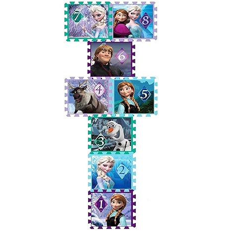 IRIS Frozen Interlocking Foam Floor Mat Hopscotch Activity Play Set, 8 Pieces (Multicolour)