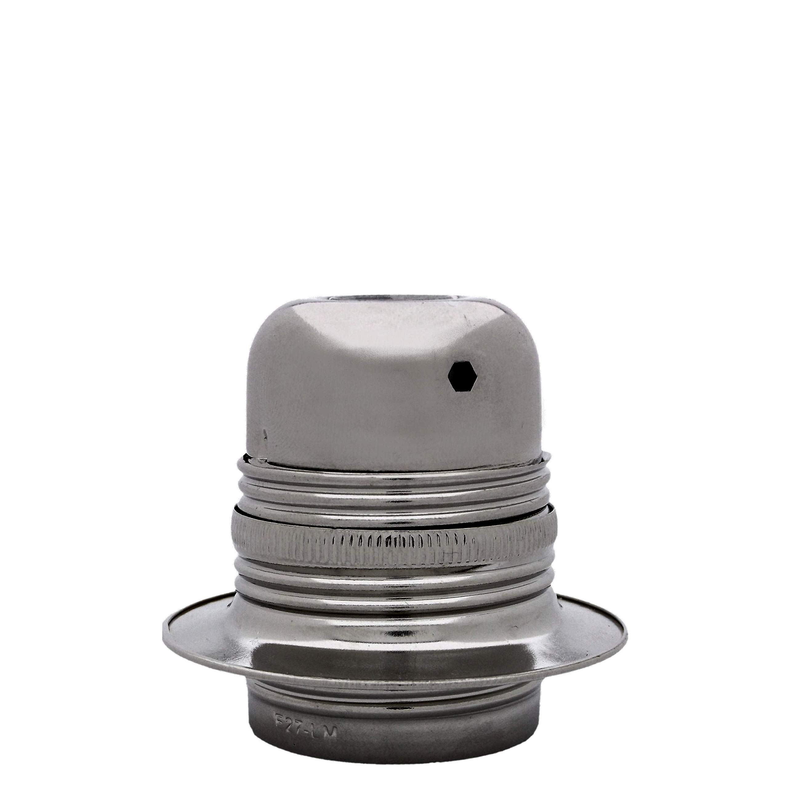 Edison Screw (E27) Metal and Ceramic Earthed Lampholder in Silver Nickel Finish