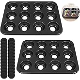 2 Pcs Mini Cheesecake Pans, 12-Cavity Muffin Cupcake Pans with Removable Bottom, Non-Stick Carbon Steel Baking Pans, 12 Hole 