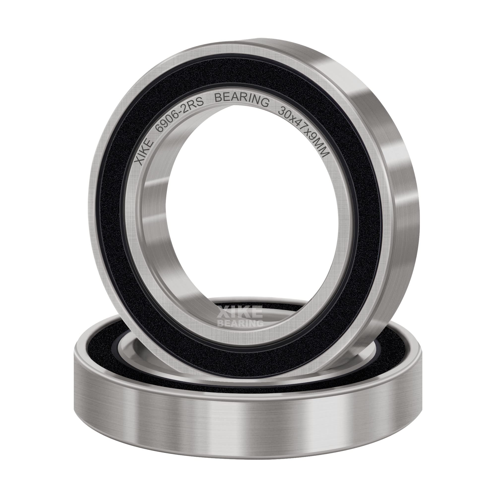 XIKE 2 pcs 6906-2RS Ball bearings 30x47x9mm Chrome Steel and Pre-Lubricated 6906RS Deep groove ball bearings with Double Rubber Seal.