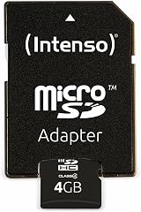 Intenso MicroSDHC Memory Card 4GB Black Class 4 with SD Adapter view 4