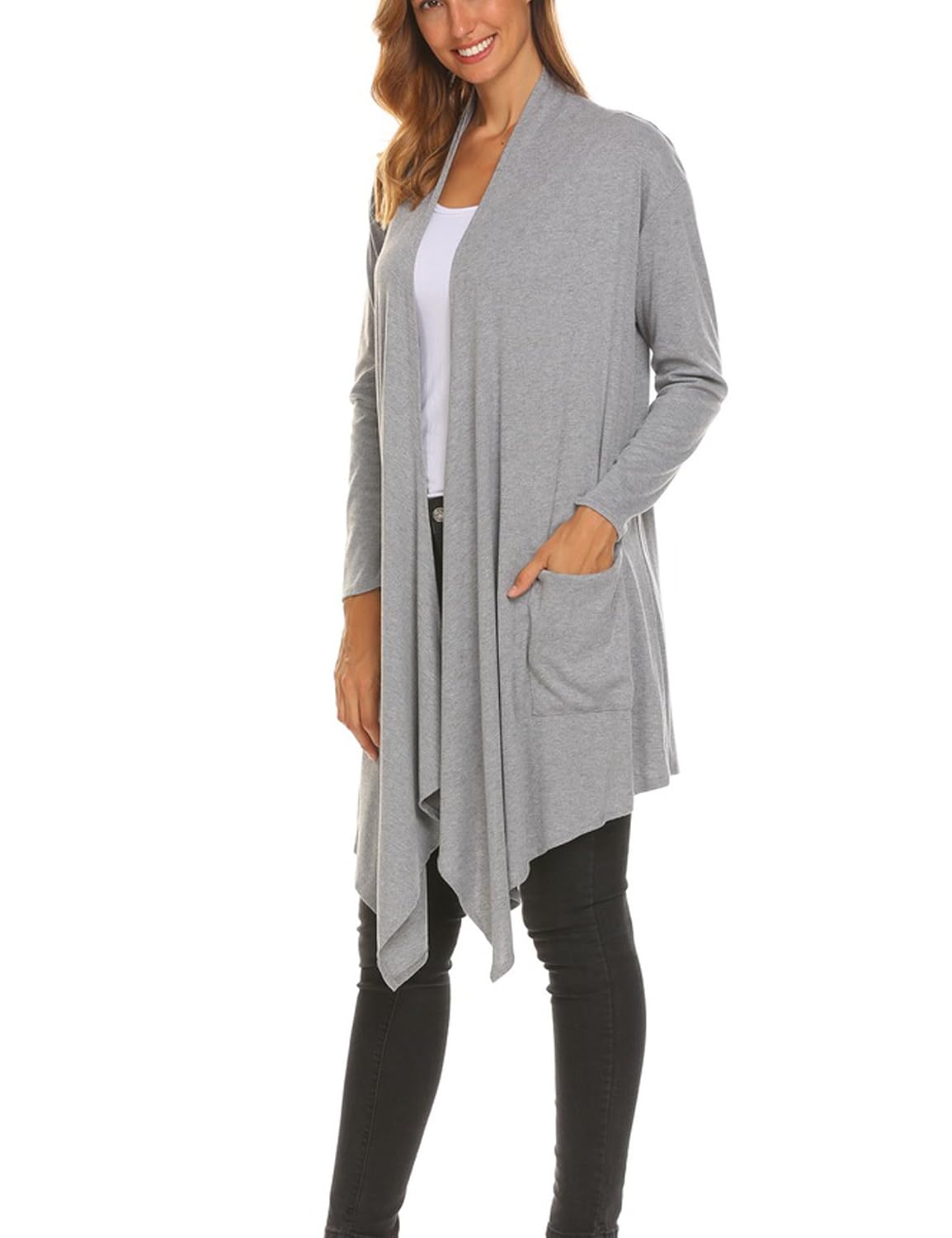Long Sleeve Waterfall Duster Coat 