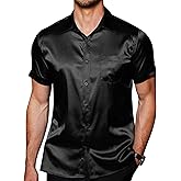 COOFANDY Men's Silk Button Down Short Sleeve Dress Shirt
