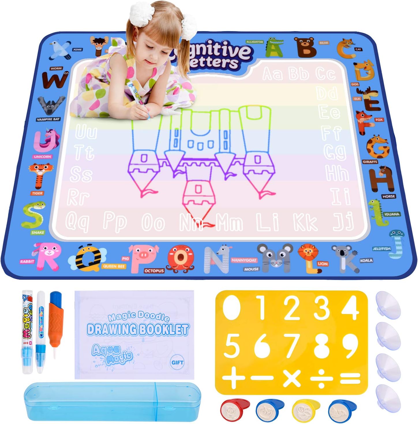 ESEOE Water Doodle Mat,Doodle Drawing Mat 100*80 CM Mat Educational Toys Arts Crafts Board for Boy Girl Toddlers Age 2-12