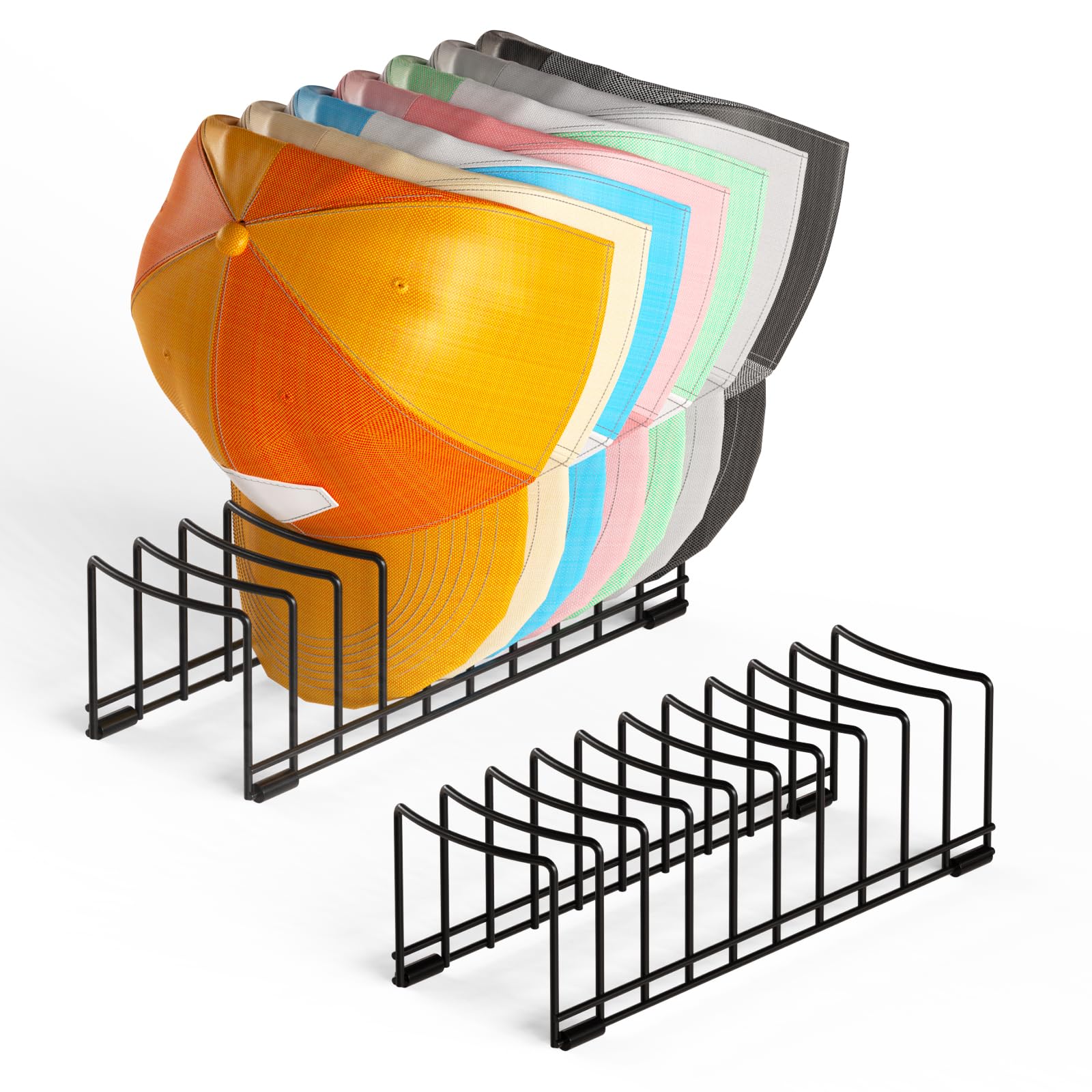 Photo 1 of HzTinT 2 Pack Hat Organizer for Baseball Caps, Metal Hat Stand for 20 Baseball Caps, No Install Hat Holder with Silicon Anti-Slip Pad, Hat Rack Storage for Closet Dresser Desk Bedroom