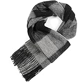 WAMSOFT Wool Winter scarf Plaid scarf Soft Warm Tartan checkered Striped Fashion Scarf Classic for Women Men Scarves