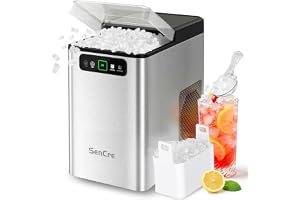 SenCre Nugget Ice Maker Countertop 40Lbs/24H Soft Chewable Ice Machine Pellet Crushed Ice Makers, One-Click Operation Auto Se