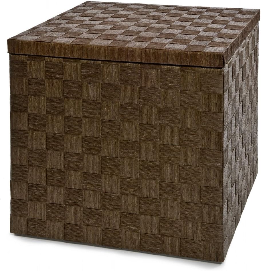 Seville Classics Woven Storage Cube Ottoman with Bamboo