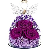 Puppiluv Gifts for Women Mom Preserved Rose Forever Flower Eternal Roses in Glass Angel Figurines Fresh Flowers for Delivery Christmas Birthday Gift for Her Wife Grandma on Valentines Day Anniversary