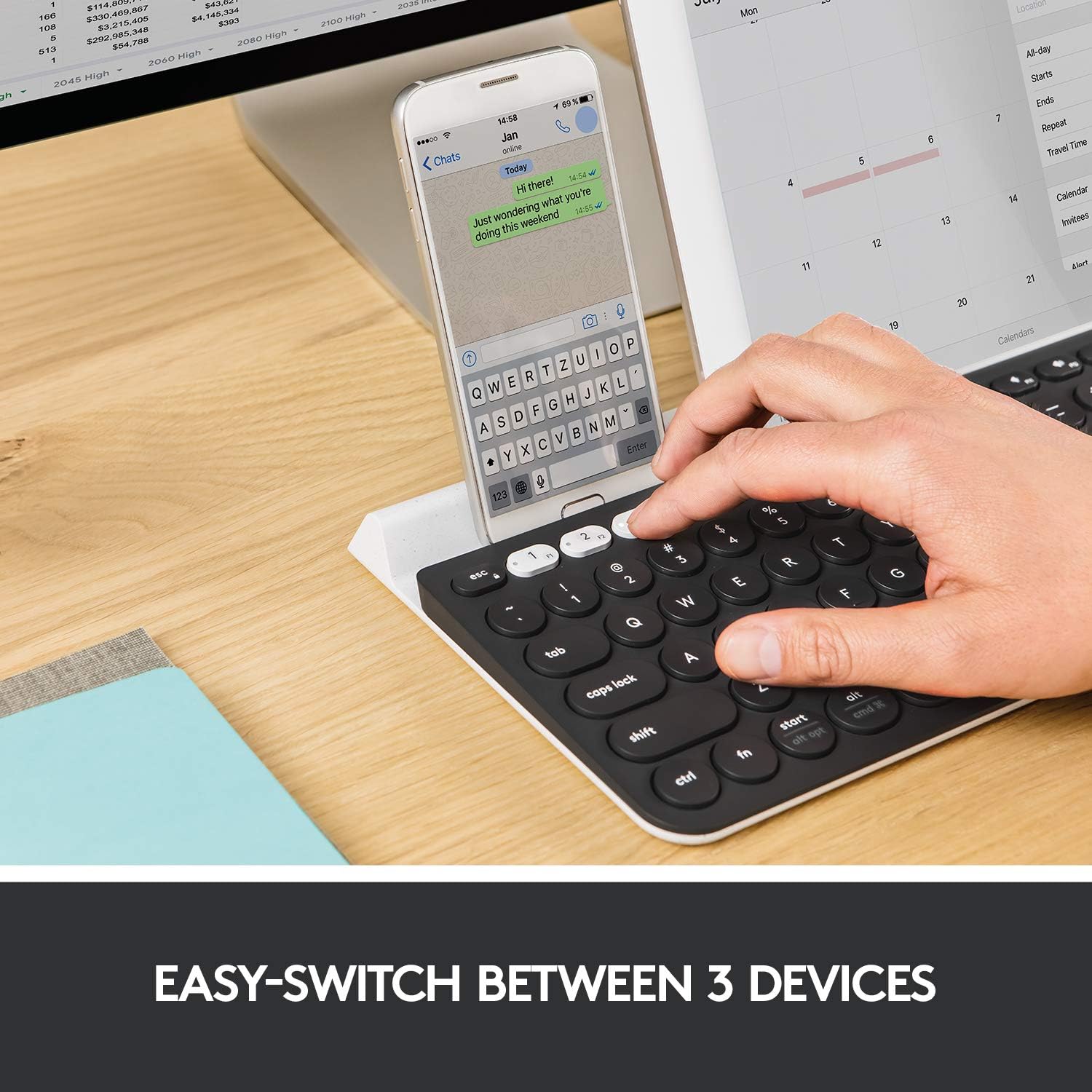 Logitech K780 Multi-Device Wireless Keyboard for Computer, Phone and Tablet – Logitech FLOW Cross-Computer Control Compatible: Computers & Accessories