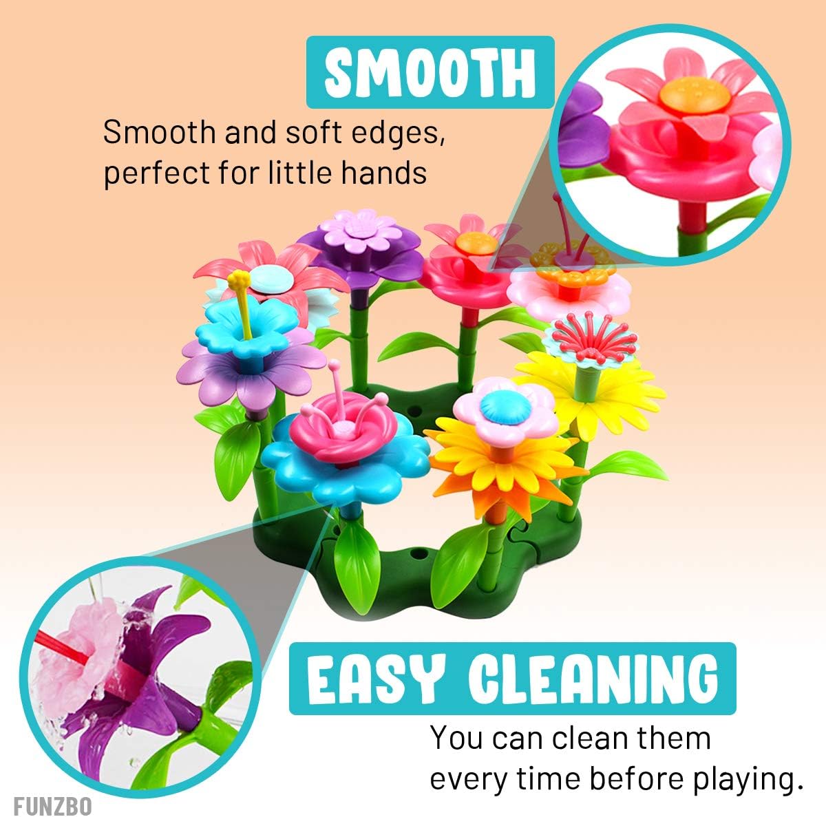 FunzBo Flower Garden Building Toys for Girls - STEM Toy Gardening Pretend Gift for Kids - Stacking Game for Toddlers playset - Educational Activity for Preschool Children Age 3 4 5 6 7 Year Old Boys: Toys & Games