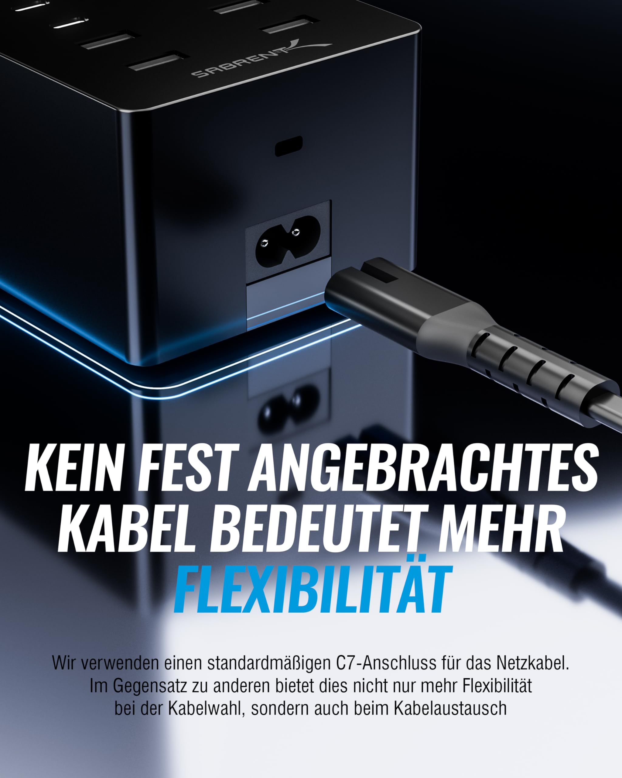 SABRENT USB Ladestation 252W 8-Port PD 3.0 mit LCD Display - GaN Charger Ladegerät - Schnelle Charging Station für USB-C & USB-A Geräte, Laptops, Smartphones - PPS, Überladungsschutz (AX-8PTC) 8