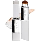 ELROEL Blanc Cover Cream Stick V White - Korean Color-Changing Foundation Stick with Volufiline - Medium to Full Coverage Dewy Finish Base Makeup - Dual-Ended with Detachable Brush (200 Fair)