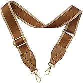 Adjustable Purse Strap with Brown Leather End - 1.5" Wide Handbags, Camera, Guitar, Phone & Crossbody Bag Replacement Shoulder Straps(Gold Hardware)
