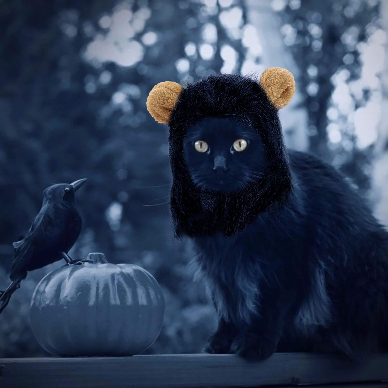 Legendog Lion Mane Wig for Cats, Cat Halloween Costume, Black Lion Mane, Cute Halloween Pet Apparel for Cats