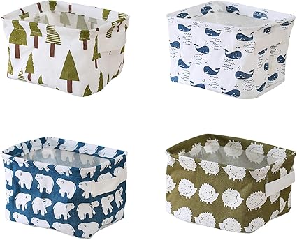 DMFSHI Faltbar Ablagekörbe, 4 PCS Aufbewahrungsboxen Klein, Faltbare