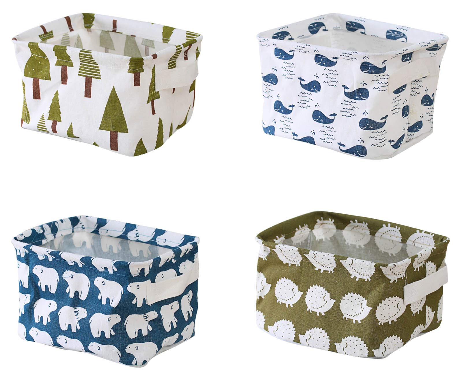 DMFSHI Fabric Storage Basket, 4 PCS Small Storage Baskets, Foldable Storage Box with Handle, Waterproof Fabric Storage Baskets for Desk Storage and Household Organizer(20 * 14 * 16cm)