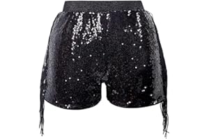 CHENBAO Women Shorts Tessel Sequin Sparkle Short Pants Ladies Birthday Party Shorts Halloween Clothes