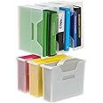 IRIS USA Small Portable Desktop File Box with Open Lid, 6 Pack, Side Handles, Hanging File Folders, Tabs & Inserts, Letter Size, Magazines, Newspapers, Mail, Books, Notebooks, Clear
