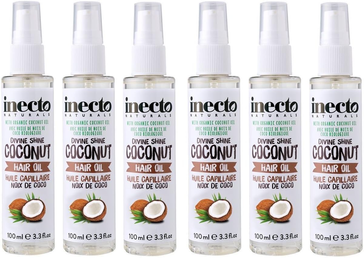 SIX PACKS of Inecto Naturals Divine Shine Coconut Hair Oil 100ml