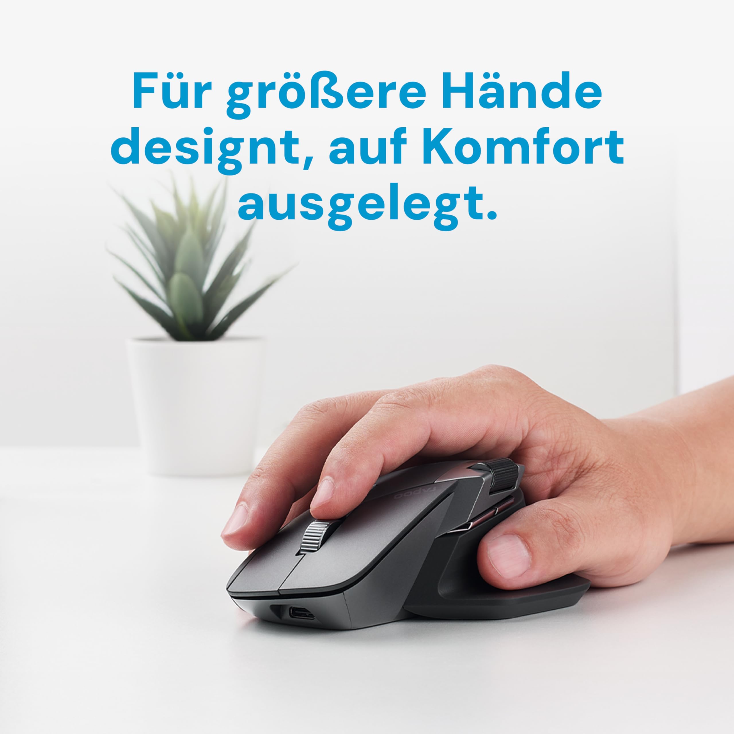 Rapoo MT760L wireless Mouse silent - USB Wireless 2.4G und Bluetooth Maus kabellos, bis 4000 DPI, leiser klick, Multi Device, Daumenscrollrad, Akku, für PC, Mac, grau-schwarz 6