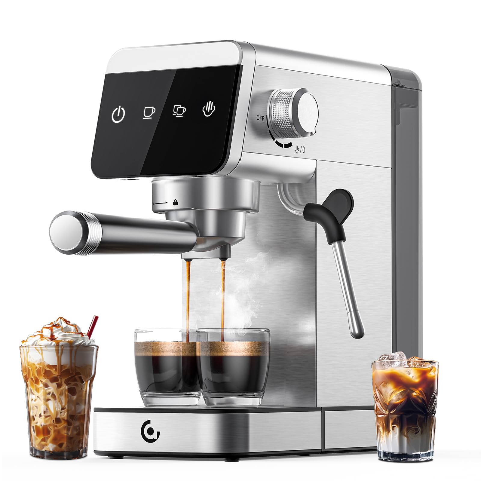 Photo 1 of AMZCHEF Espresso Machines with LED Touch screen, Espresso Coffee machine Equip 20Bar Pressure System, Cappuccino Machine, Compact Latte Machine for Home Gifts,Silver