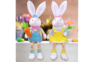 quescu 2pcs Easter Gnomes Decorations,Easter Bunny Gnomes Plush for The Home,Rabbit Gnomes Stuffed Doll Gifts for Tiered Tray Party Decor Home Table Decorations