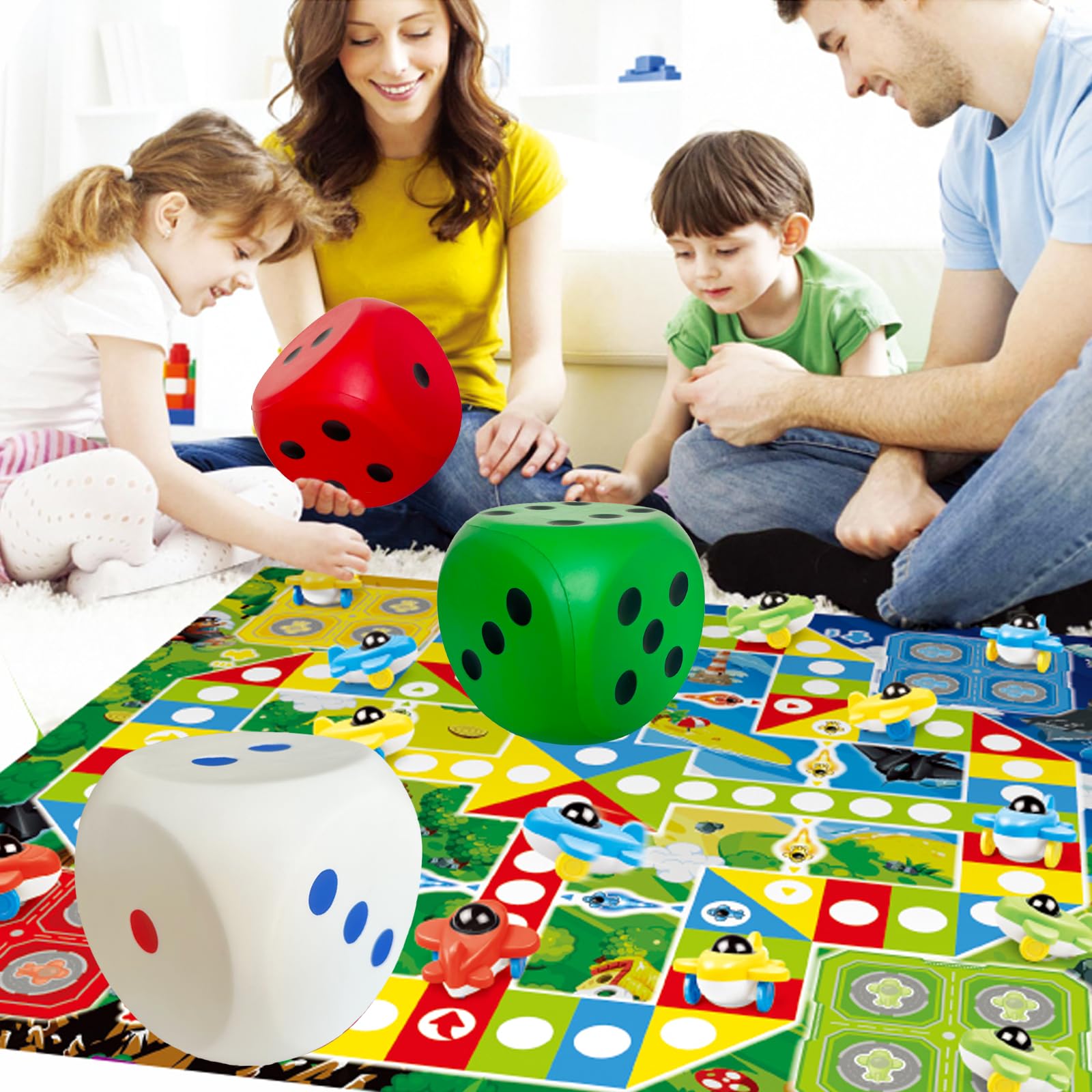 5.9 Inches Jumbo Foam Dice, A Fun-Filled, Educational Giant Toy for Game Nights and Learning Sessions (Lucky White)