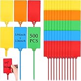 Chunful 500 Pcs Blank Plastic Tags Shipping Tags 3.94"x 2.36" Waterproof Sealing Shipping Labels Bulk Writable Hanging Tag Ties Sealing Strap Reusable Mark Labels for Keys Luggage Logistic(Colored)