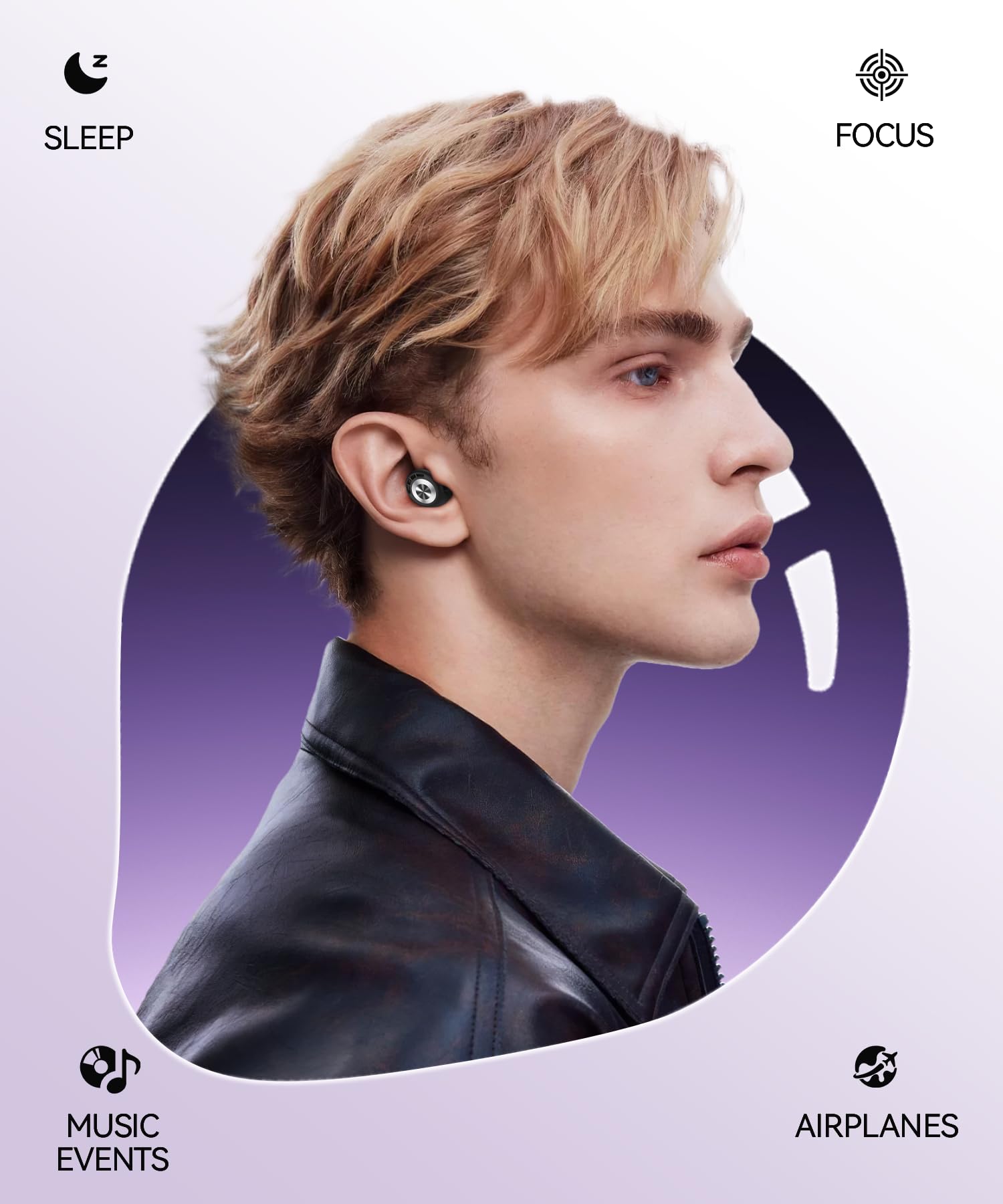 Ear Plugs for Sleeping Noise Cancelling 50dB Concert Earplugs for Noise Reduction Reusable Soft Silicone Ear Plugs for Snoring Shooting Work Motorcycle Airplane Musician with 7 Eartips Case Oil Black