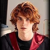 Wiwige Mens Wig Short Orange Cosplay Wig Wavy Fluffy Style Layered Halloween Costume Wigs