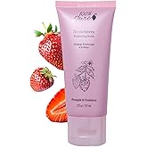 100% PURE Strawberry Brightening Facial Scrub Antioxidant-Rich for Radiant, Smooth Skin - Papaya & Pineapple Enzymes Natural Glow Exfoliator - Gentle Exfoliating Face Wash for Women & Men - 2 Fl oz