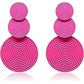 Zszkoz Retro 70s 80s Neon Earrings for Women Round Disc Dangle Earrings Lightweight Geometric Round Earrings 80s Statement Jewelry