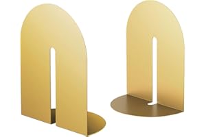 Ondeam Runway Gold Bookends for Books,1 Pair Metal Book Holders for Office Shelves Adults & Kids Gift(Gold)