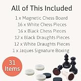 Jaques of London Magnetic Travel Chess & Draughts Set Folding Board Storage view 3
