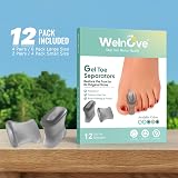 Welnove 12-Pack Gel Toe Separators Bunion Pads Toe Spacers Transparent Black view 6