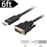 J&D Gold Plated DisplayPort to DVI Cable Adapter, DP to DVI (6 Feet)