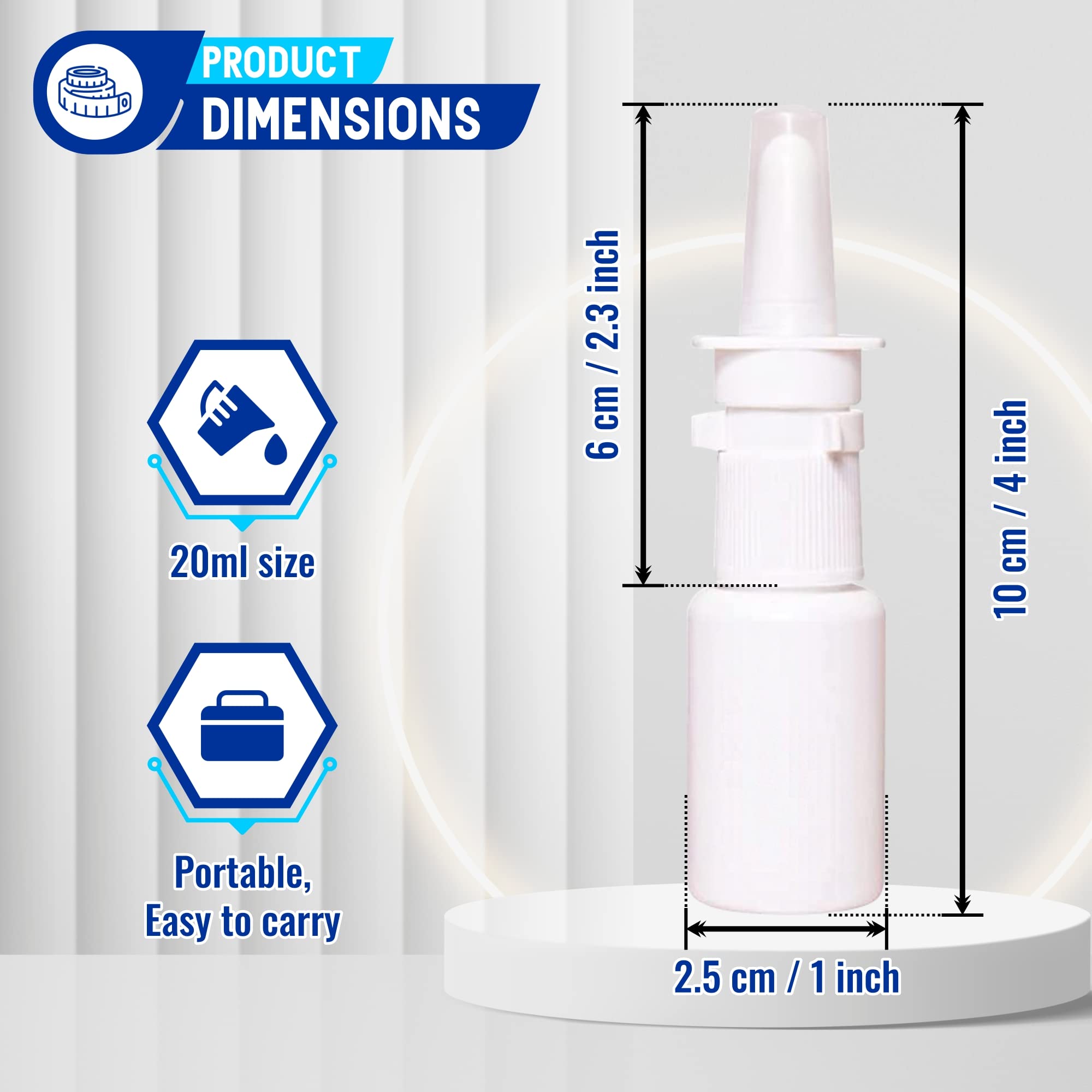 Jully 3-Pack 20ML Unique Mist Nasal Sprayer - Empty Refillable Pump Sprayer for Nose, Medical, Home Remedy, Saline. Improved Modern Design, Sturdy HDPE Plastic, Easy to Use Dosage Mechanism