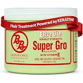 Bronner Bros BB Super Gro Extra Lite &ndash; Double Strength Hair Grease, 6 oz | Dry Scalp Treatment &amp; Scalp Moisturizer for Itchy Scalp, Dullness, Split Ends &amp; Breakage with Coconut Oil, Keratin &amp; Sulfur