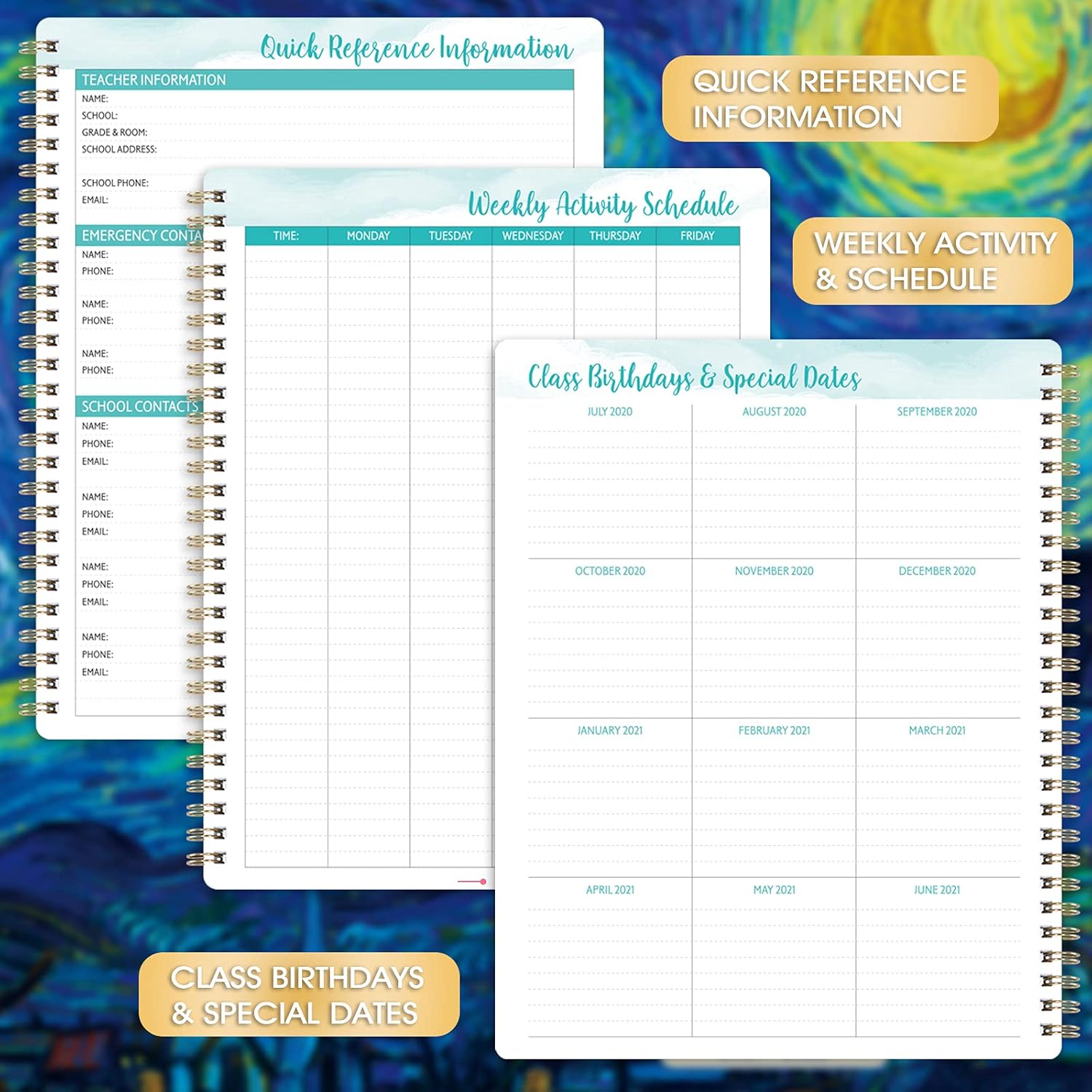 Teacher Planner 2021-2022 - Academic Planner from July 2021 - June 2022, 8'' x 10'', Lesson Plan Book, Weekly & Monthly Lesson Planner with Quotes : Office Products