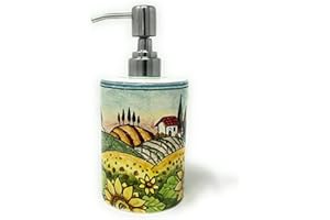 CERAMICHE D'ARTE PARRINI - Italian Ceramic Soap Dispenser with Rust Proof Stainless for Bathroom,Kitchen Hand Painted Pattern