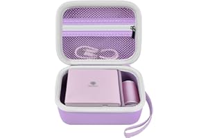GRAPSA Sticker Printer Case for Memoking T02/ for ETIKEZ PM290C/ for Nelko PM230/ for Phomemo M02/ T02/ Q30S Mini Pocket Printer Machine. Holder for Label Maker, Thermal Paper, USB Cable (Box Only) -Purple
