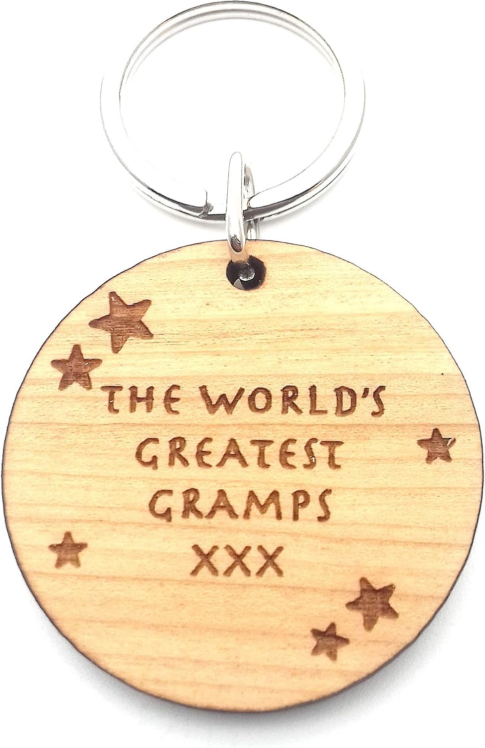 The World's Worlds Greatest Gramps Wooden Wood Keyring Key Ring for Birthday Christmas Fathers Day Keepsake